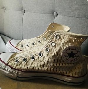 Converse chuck taylor mesh crochet cream hi top s7